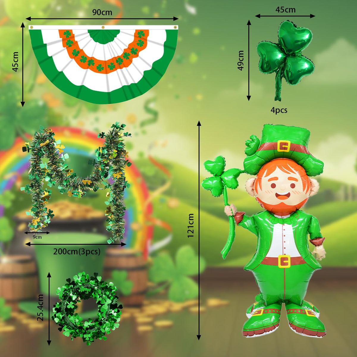 Generic St Patrick s Day golf cart self adhesive foil curtains for easy setup