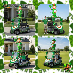 Generic St Patrick s Day golf cart straps and tape secure the decorations