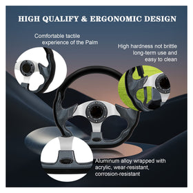 Generic steering wheel grip and control improve confidence during drives.