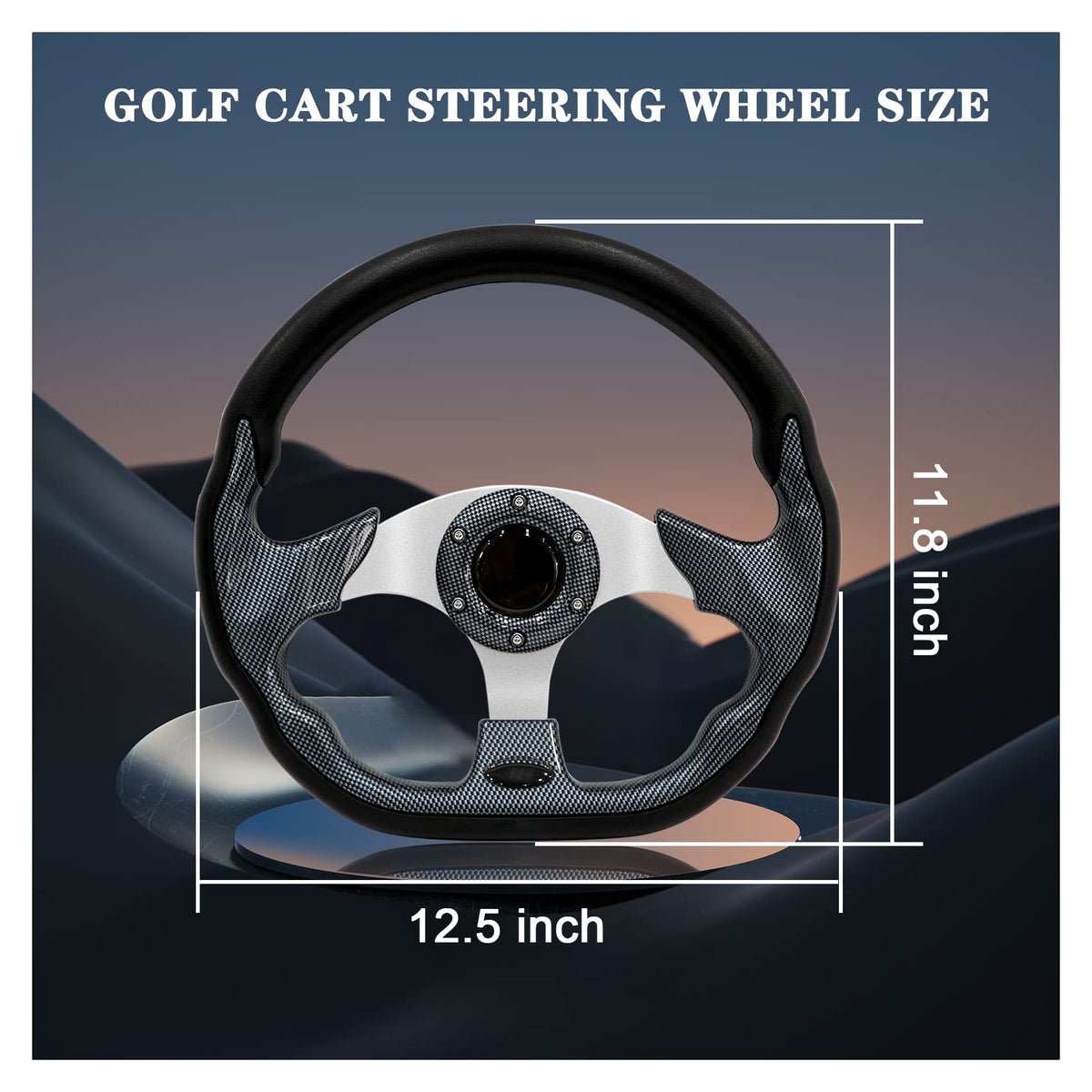 Generic steering wheel universal-fit works with EZGO, Club Car, and Yamaha.