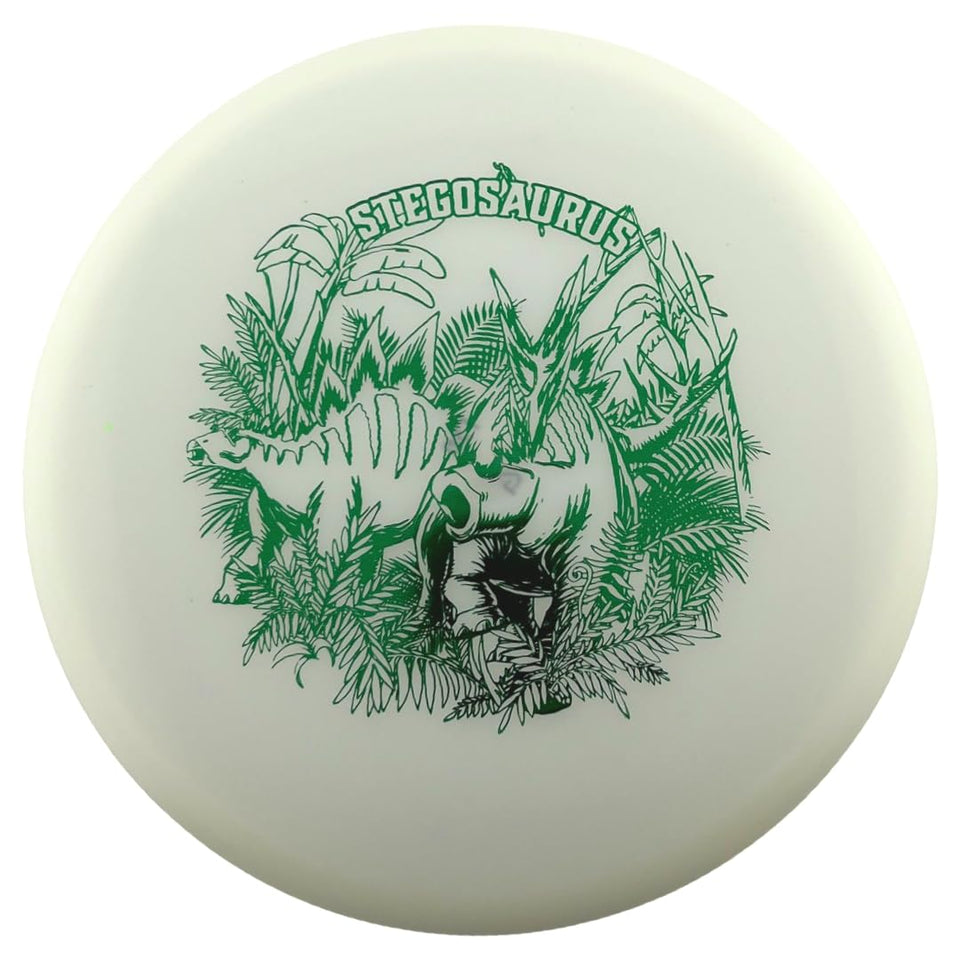 Generic Stegosaurus disc in egg-shell glow plastic for kid-friendly nighttime practice
