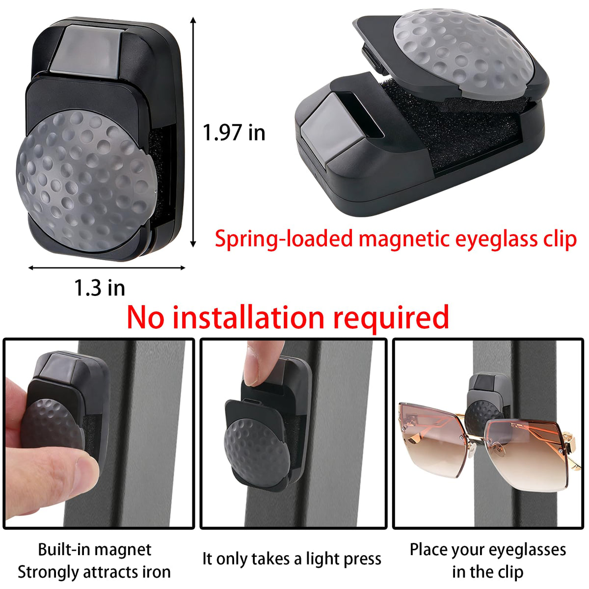 Universal suction cup attaches securely to the golf cart windshield.
