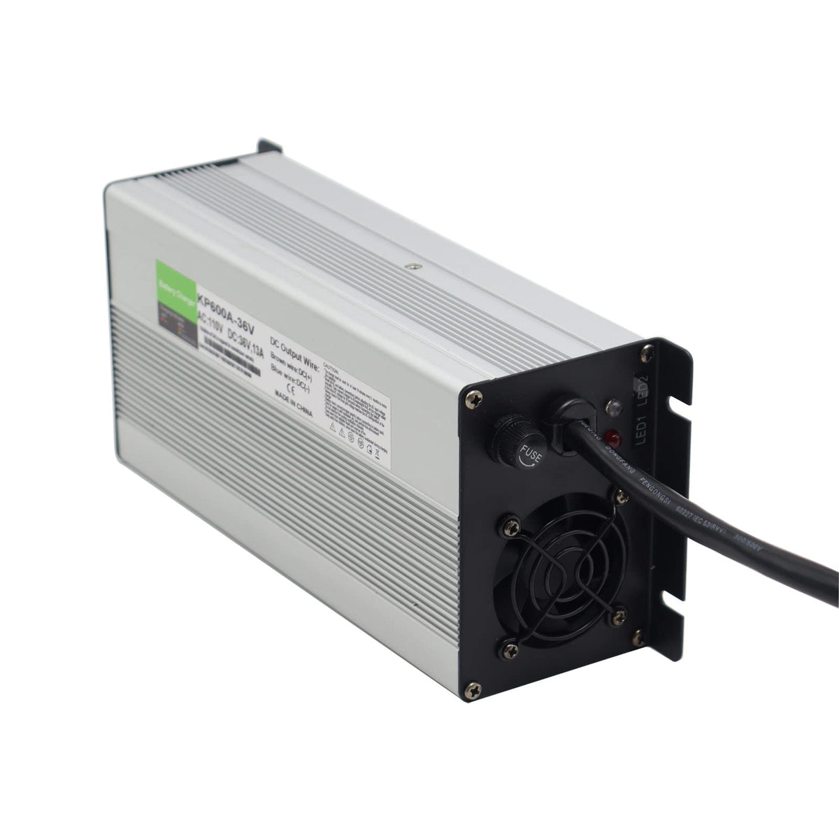 Generic charger with finned heat sink stays cooler during long sessions.
