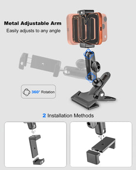 Generic Wukanleng 4-7 inch clamp fits most smartphones securely.