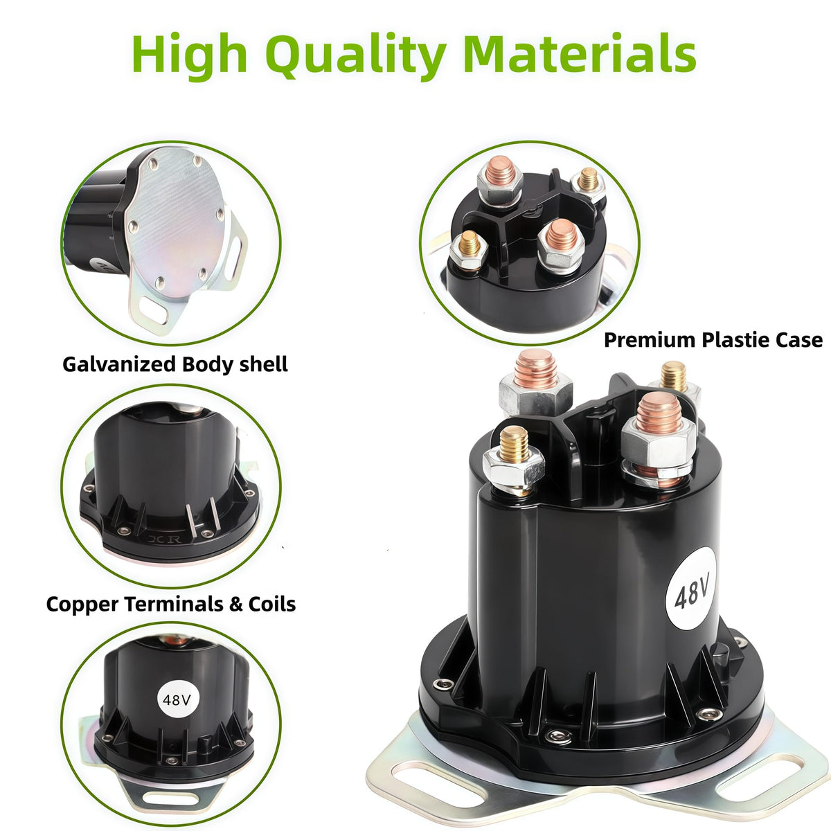 GENOUR 48V solenoid copper contacts ensuring reliable starts.