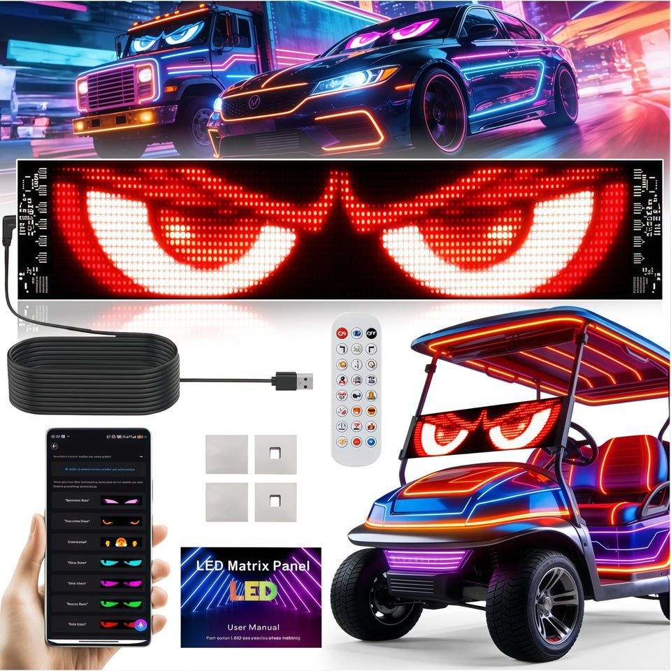 GENOUR AI voice controlled devil eyes on a golf cart for hands-free operation