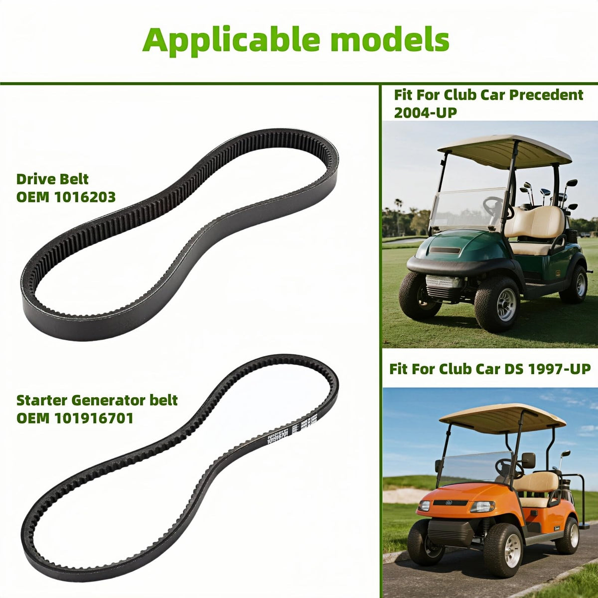 GENOUR belt installation guide included for easy DIY Club Car maintenance
