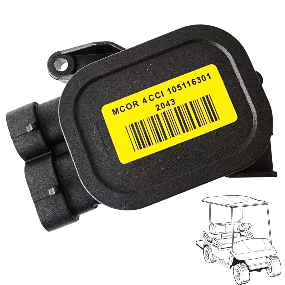 GENOUR MCOR4 throttle potentiometer close-up highlighting durable design for golf carts