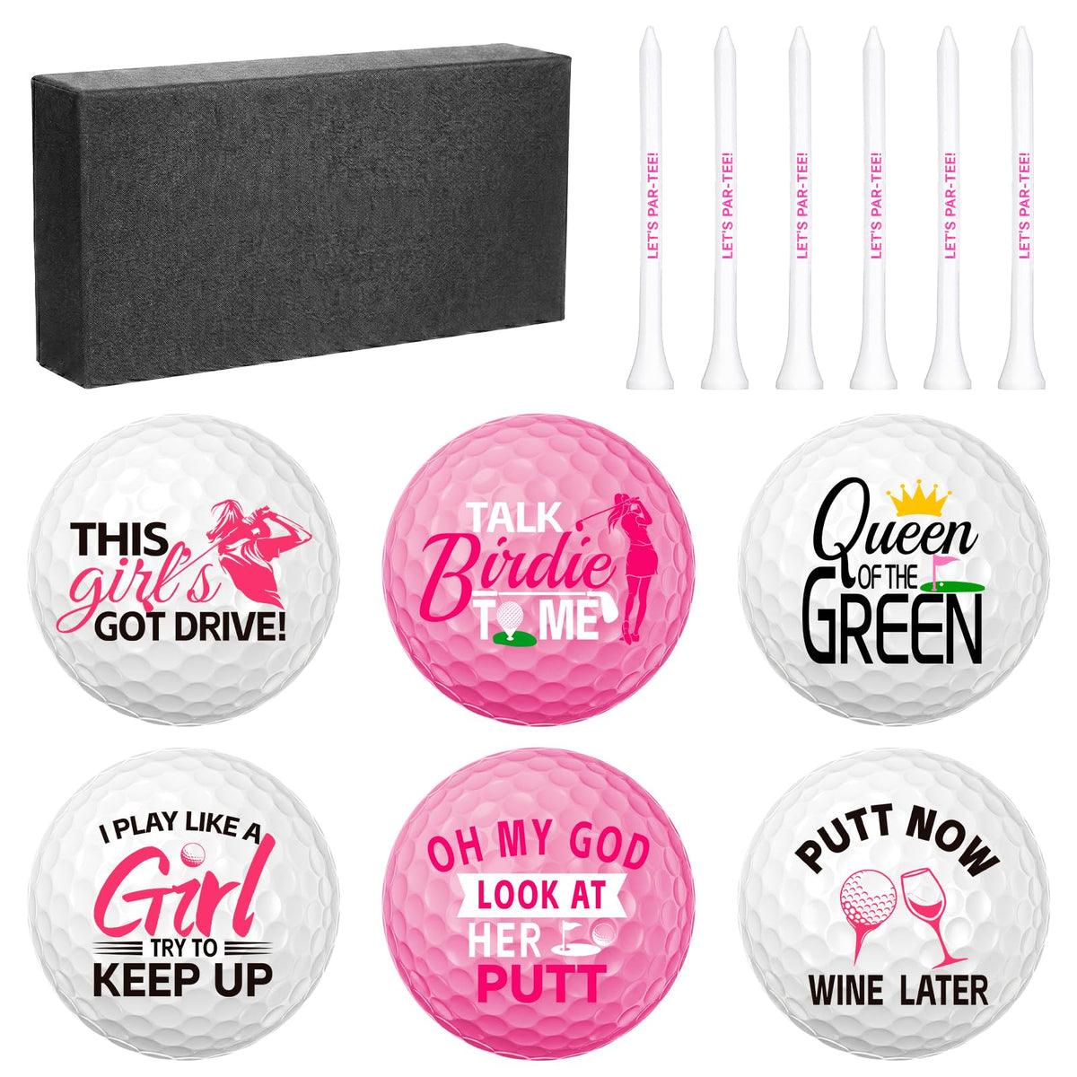 GENZYRE pink funny golf balls gift set for women, durable and ready for practice