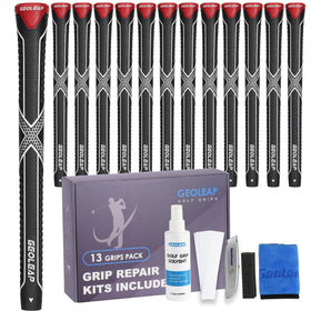 Geoleap ACX golf grips 13-pack ready for installation, providing a complete regripping solution.