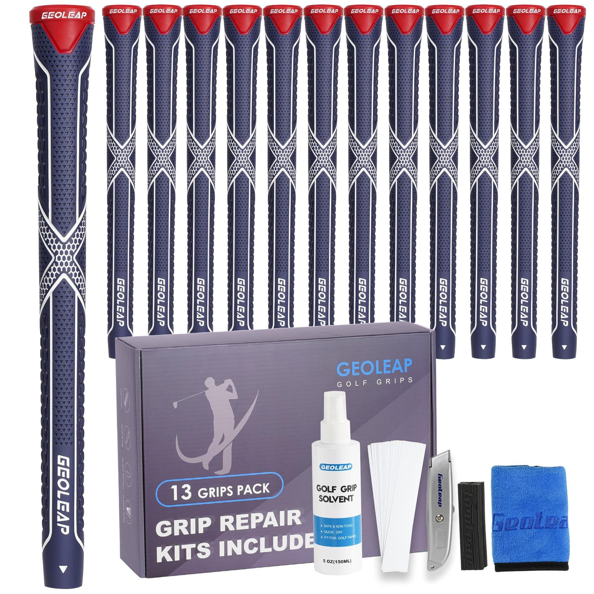 Geoleap ACX golf grips navy midsize offer comfortable, stable grip for long rounds