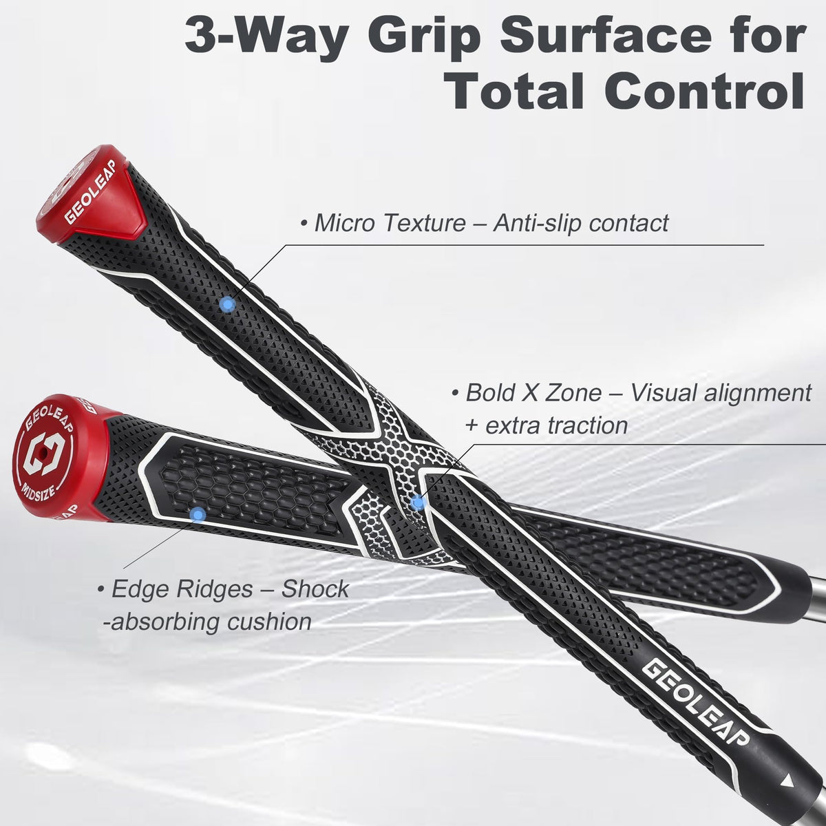 Geoleap ACX soft feel material reduces hand fatigue with cushioned grip.