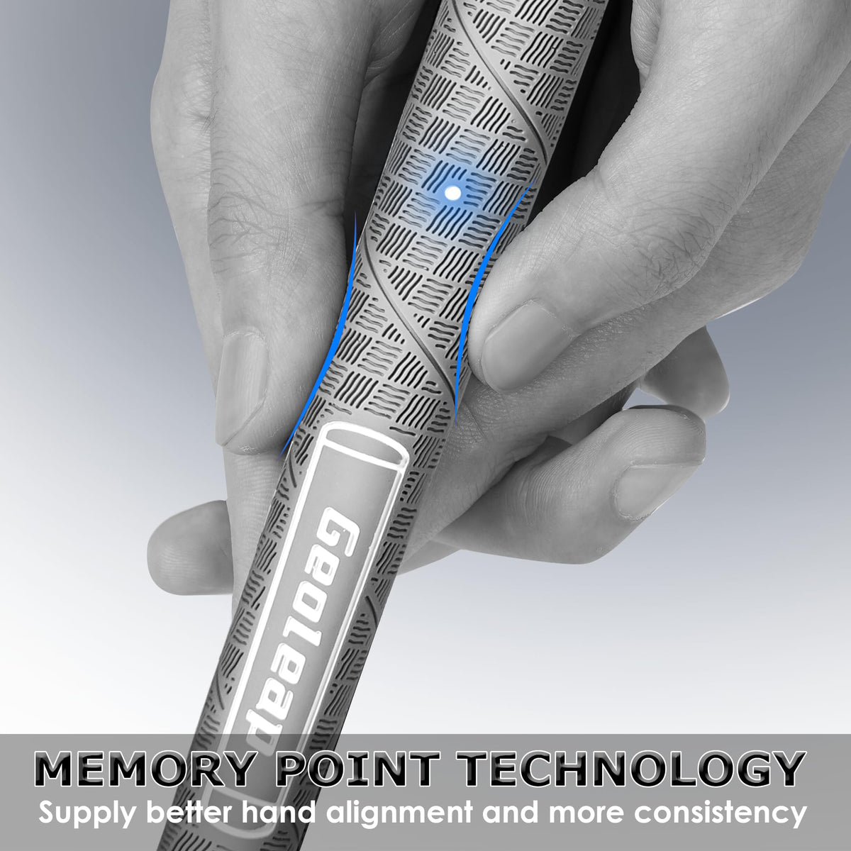 Geoleap golf grip ripple texture detail emphasizes finger contact and anti-slip surface.