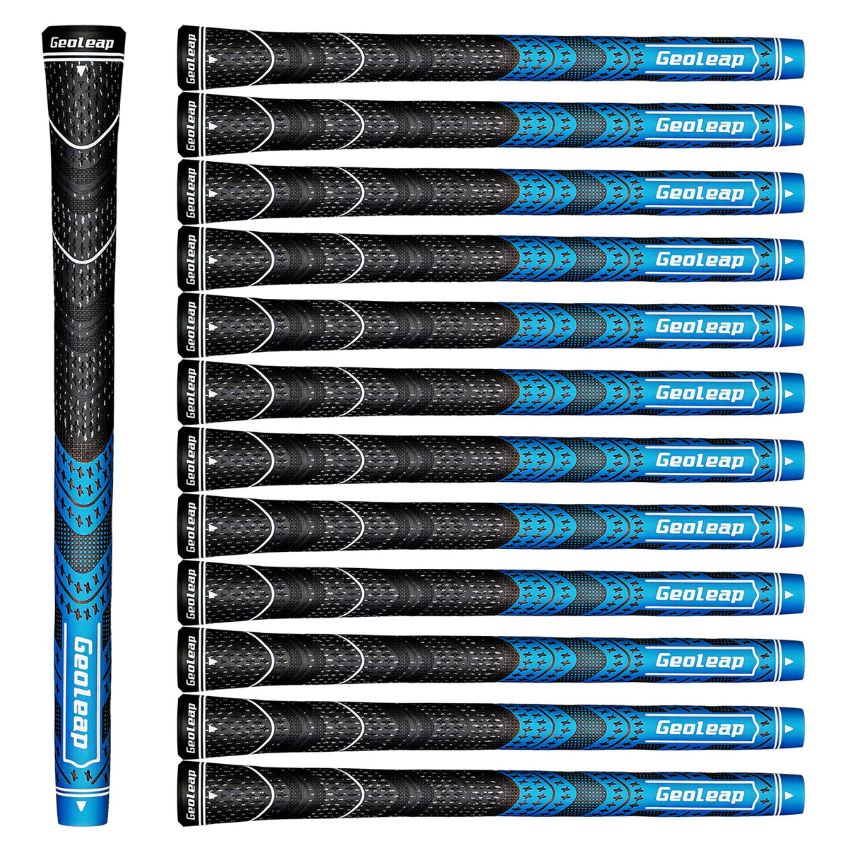 Geoleap golf grips set of 13 blue midsize for stable control in all weather.