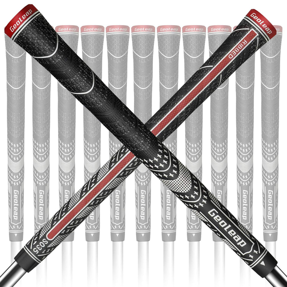 Geoleap golf grips 13-pack with back rib for improved on-course control.