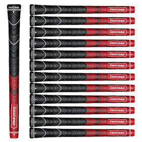 Geoleap 13-pack golf grips with cord-rubber material in red and standard size for enhanced traction