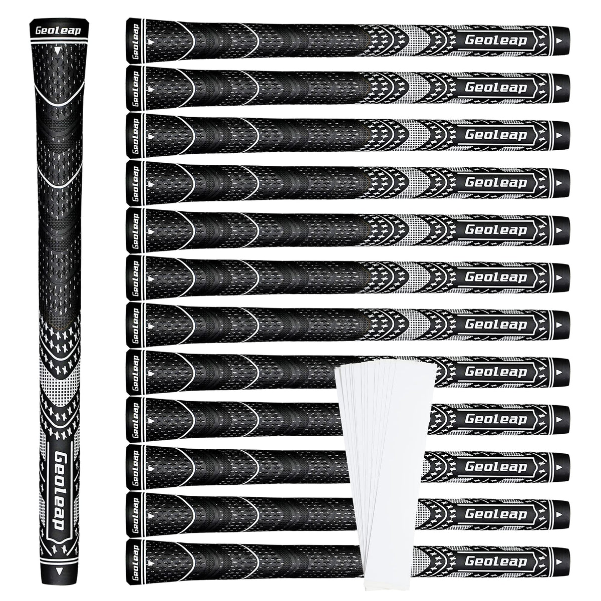 Geoleap golf grips 13-pack in standard, midsize, and jumbo for versatile club setup