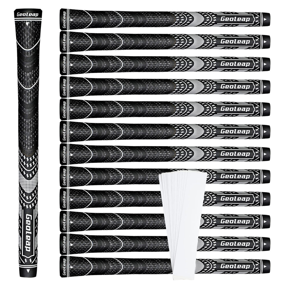 Geoleap golf grips 13-pack in standard, midsize, and jumbo for versatile club setup