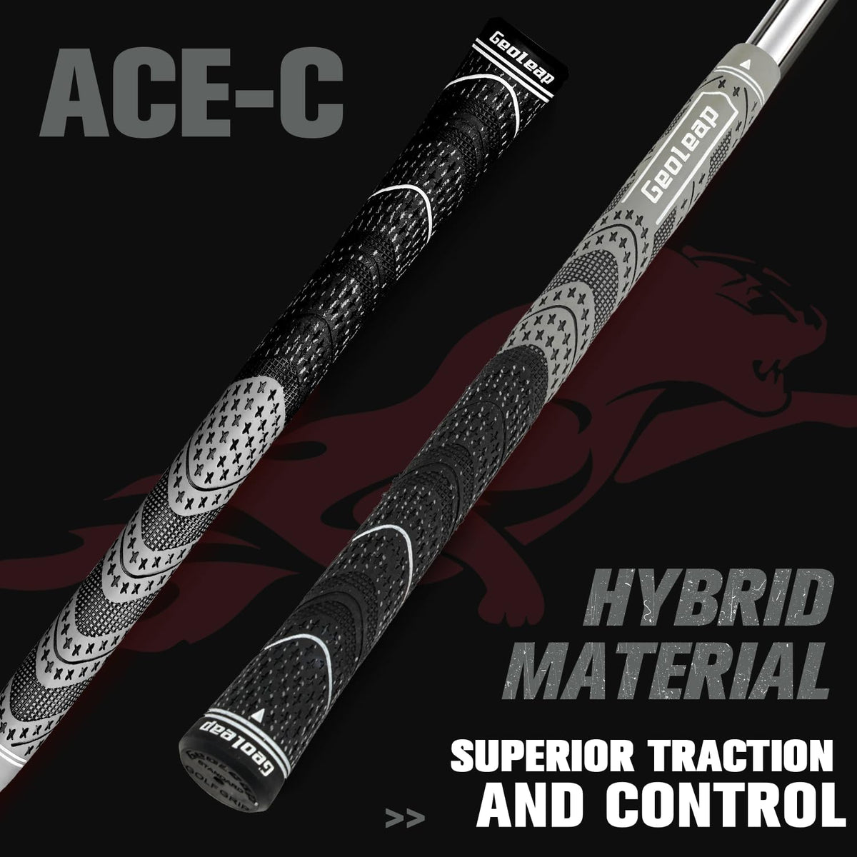 Geoleap golf grips 13-pack close-up texture for improved traction.