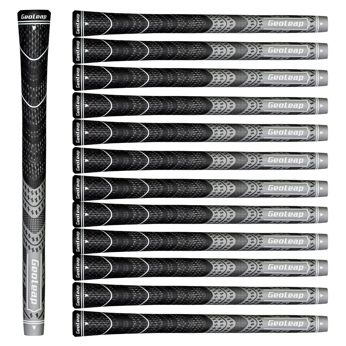 Geoleap golf grips 13-pack top view with cord-rubber hybrid for all-weather grip.