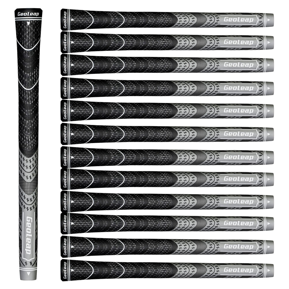 Geoleap golf grips 13-pack top view with cord-rubber hybrid for all-weather grip.