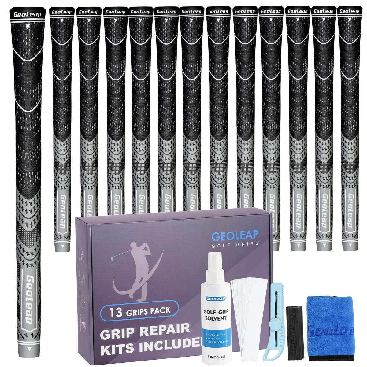 Geoleap golf grips 13-pack with repair kit for at-home regrip and control