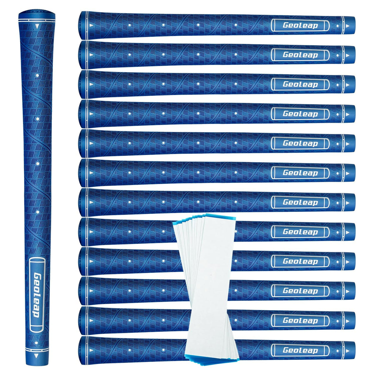 Geoleap golf grips 13-pack with corrugated texture for better finger contact.