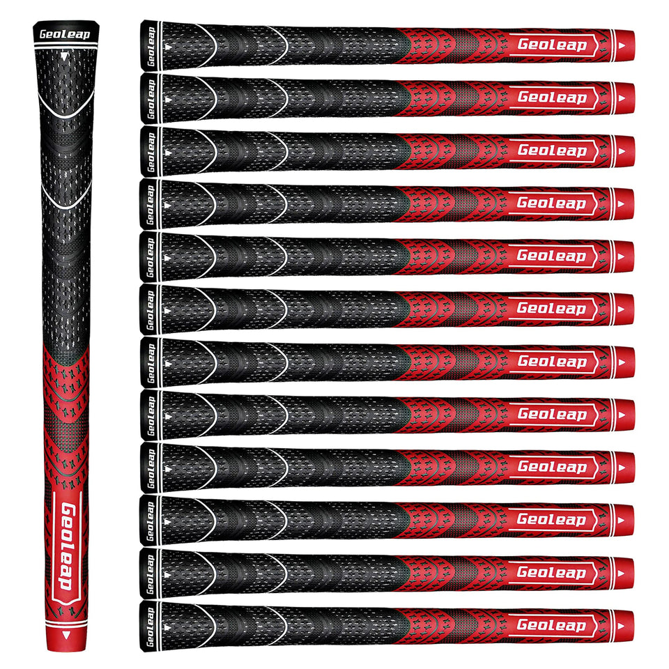 Geoleap golf grips 13-piece set close-up shows cord rubber compound for secure anti-slip grip