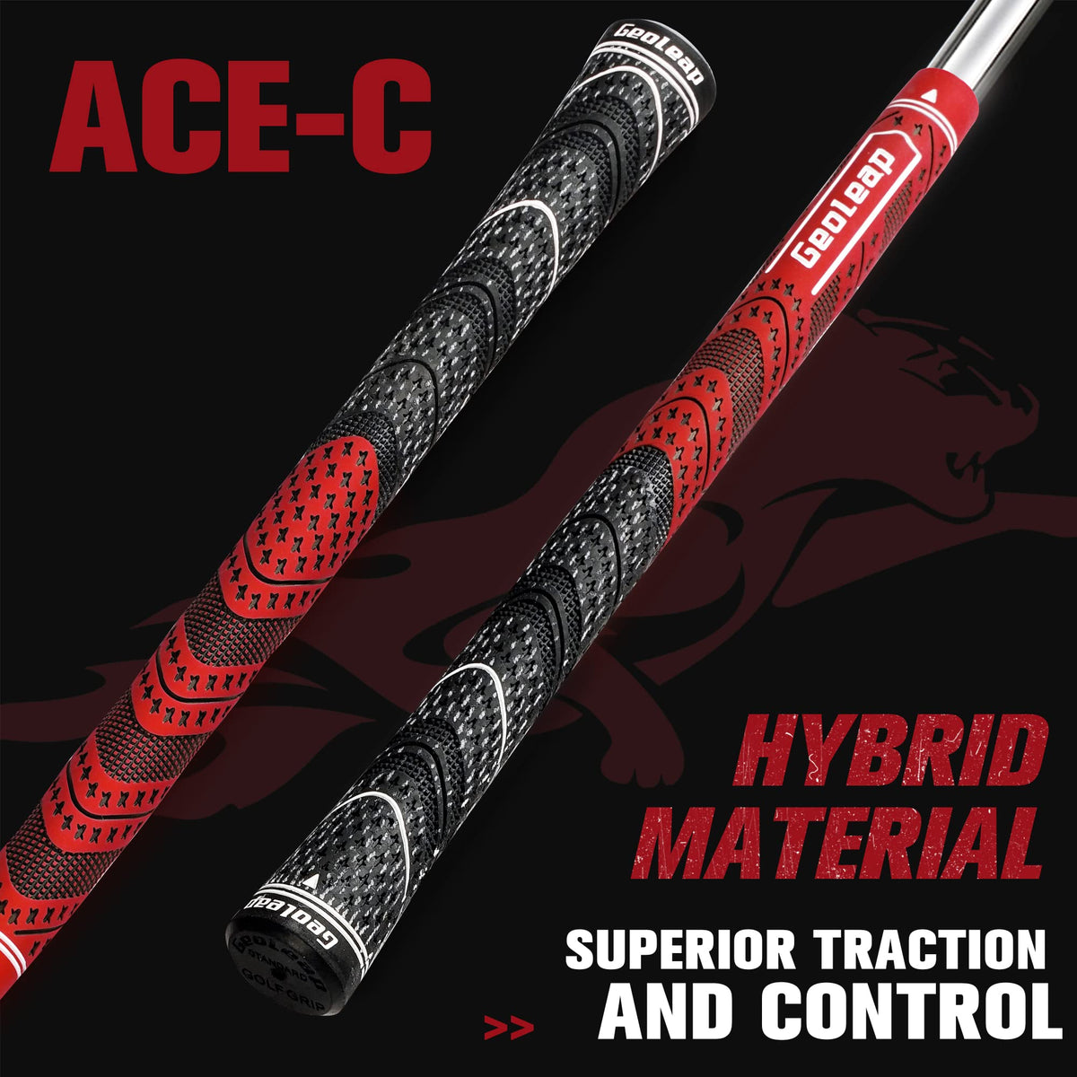 Geoleap golf grips close-up highlight hybrid texture enhancing traction and control