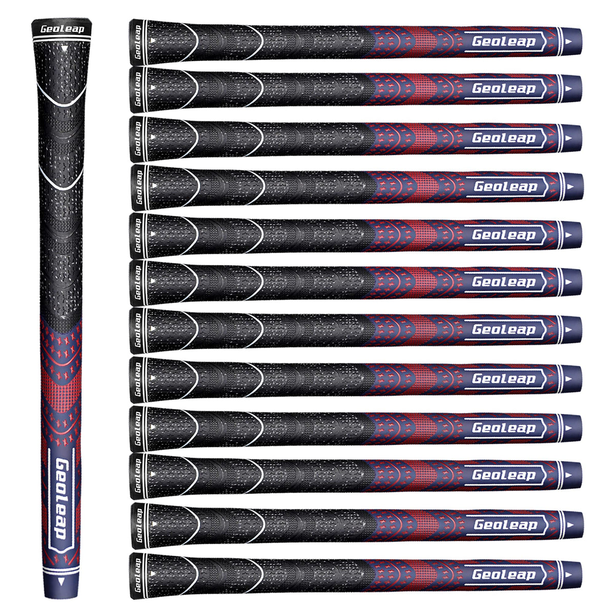 Geoleap golf grips set showing cord rubber material for all weather grip
