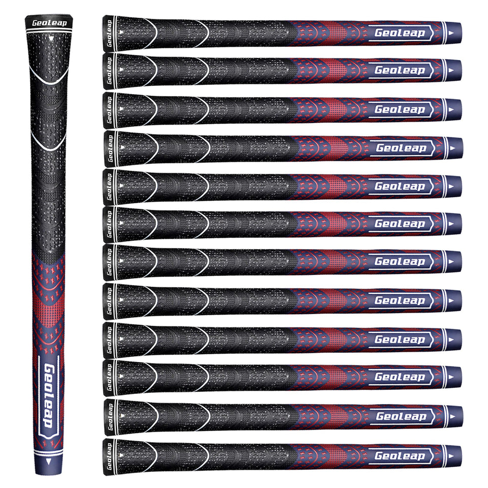 Geoleap golf grips set showing cord rubber material for all weather grip