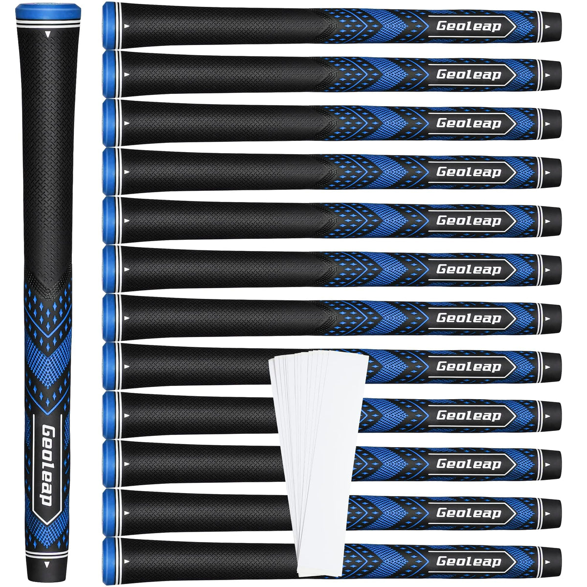 Geoleap golf grips on a club show a secure, confident hold for better control.