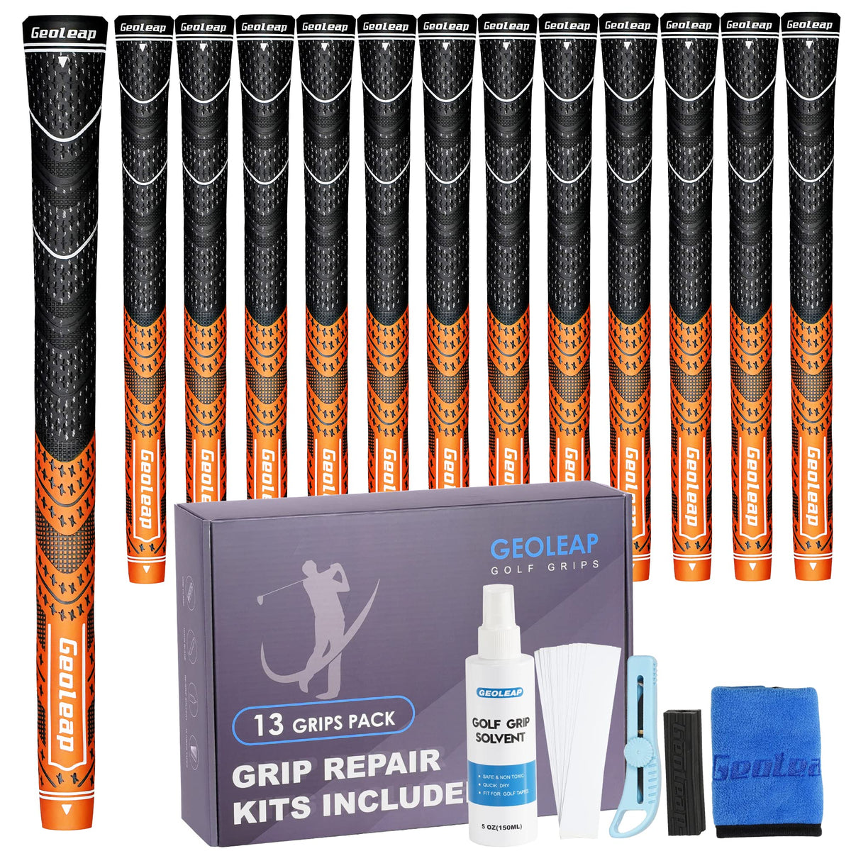 Geoleap golf grips 13 set for easy installation and enhanced grip control.