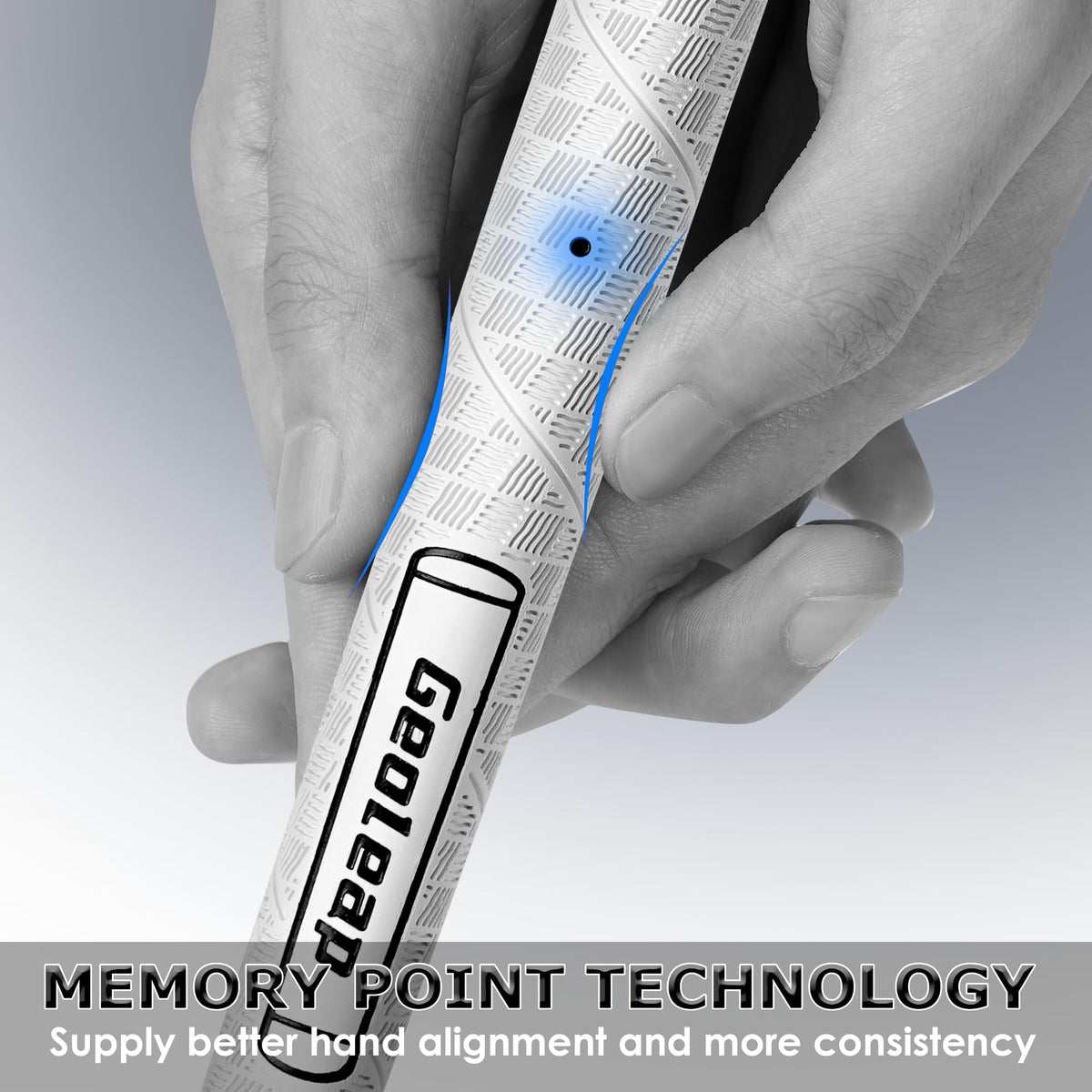 Geoleap golf grips corrugated texture – close-up show ripple surface for better finger contact.