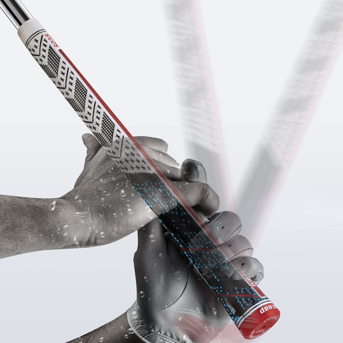 Geoleap larger lower-hand diameter reduces grip tension for smoother swings.
