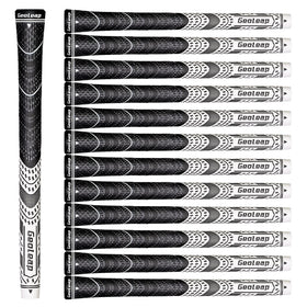 Geoleap golf grips set of 13, front view, showcasing uniform white grip surfaces.