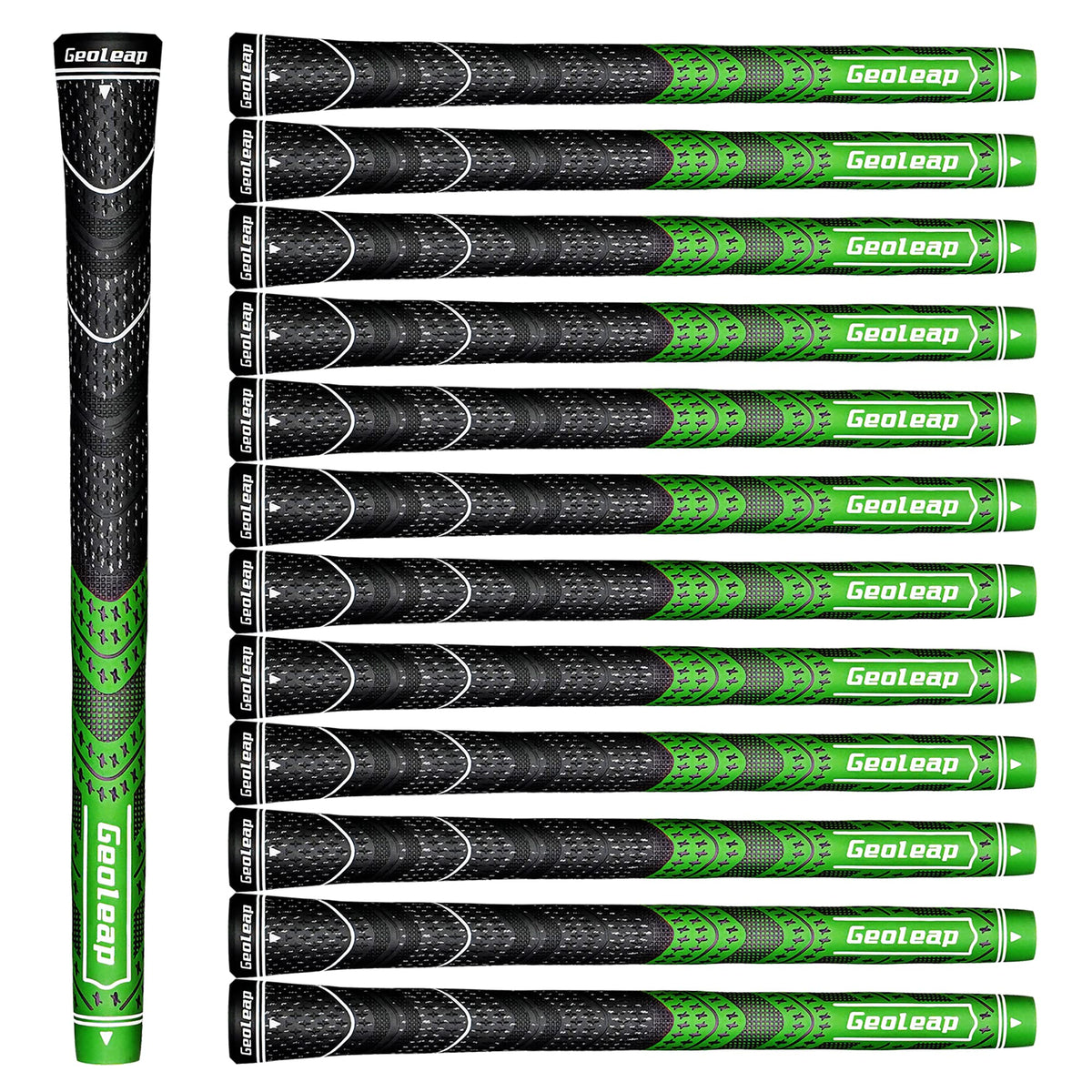 Geoleap golf grips set of 13 in green with cord-rubber material for secure grip