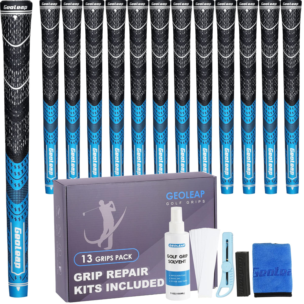 Geoleap golf grips 13-pack with repair kit for easy DIY regripping.