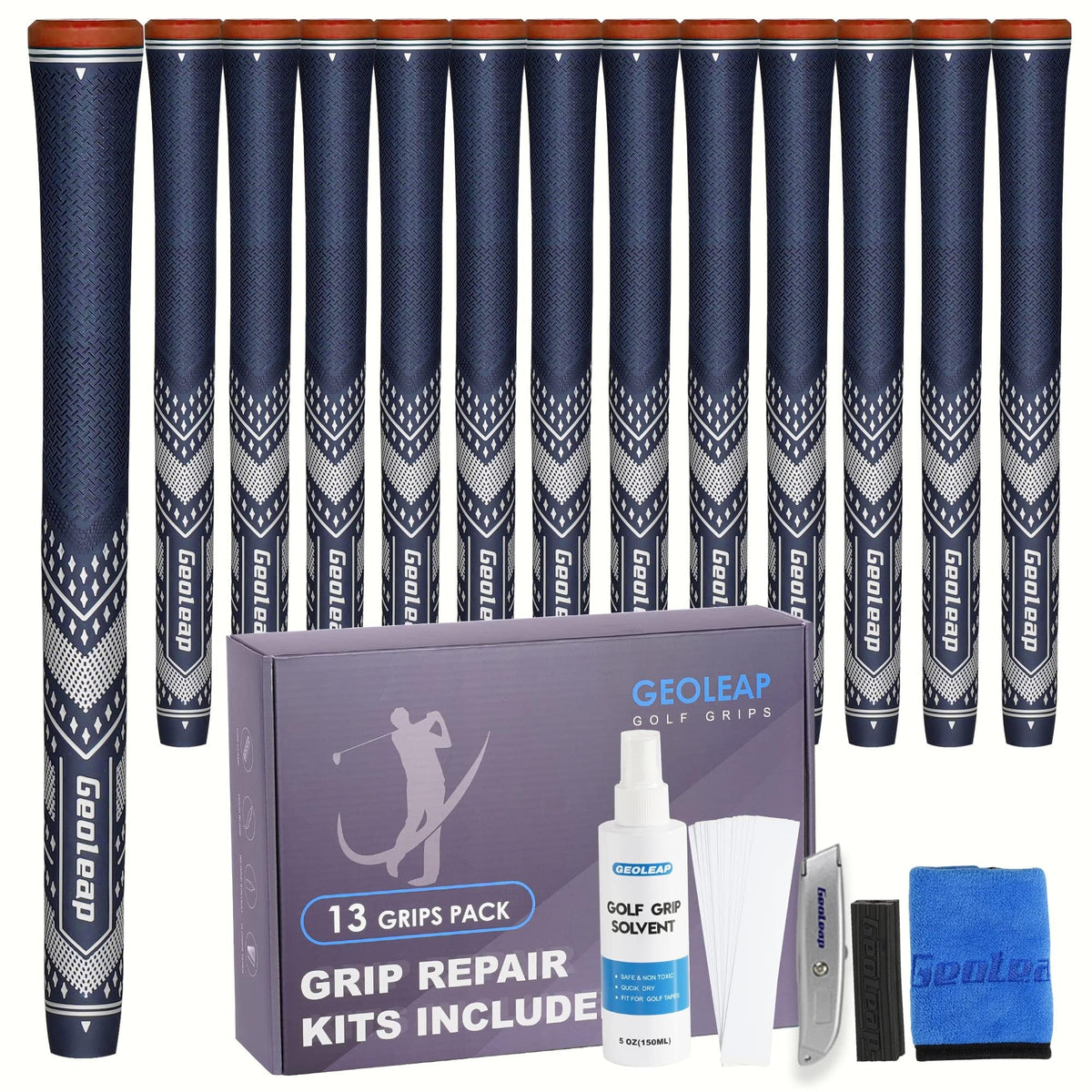 Geoleap golf grips set of 13 with reduced taper for smoother swing