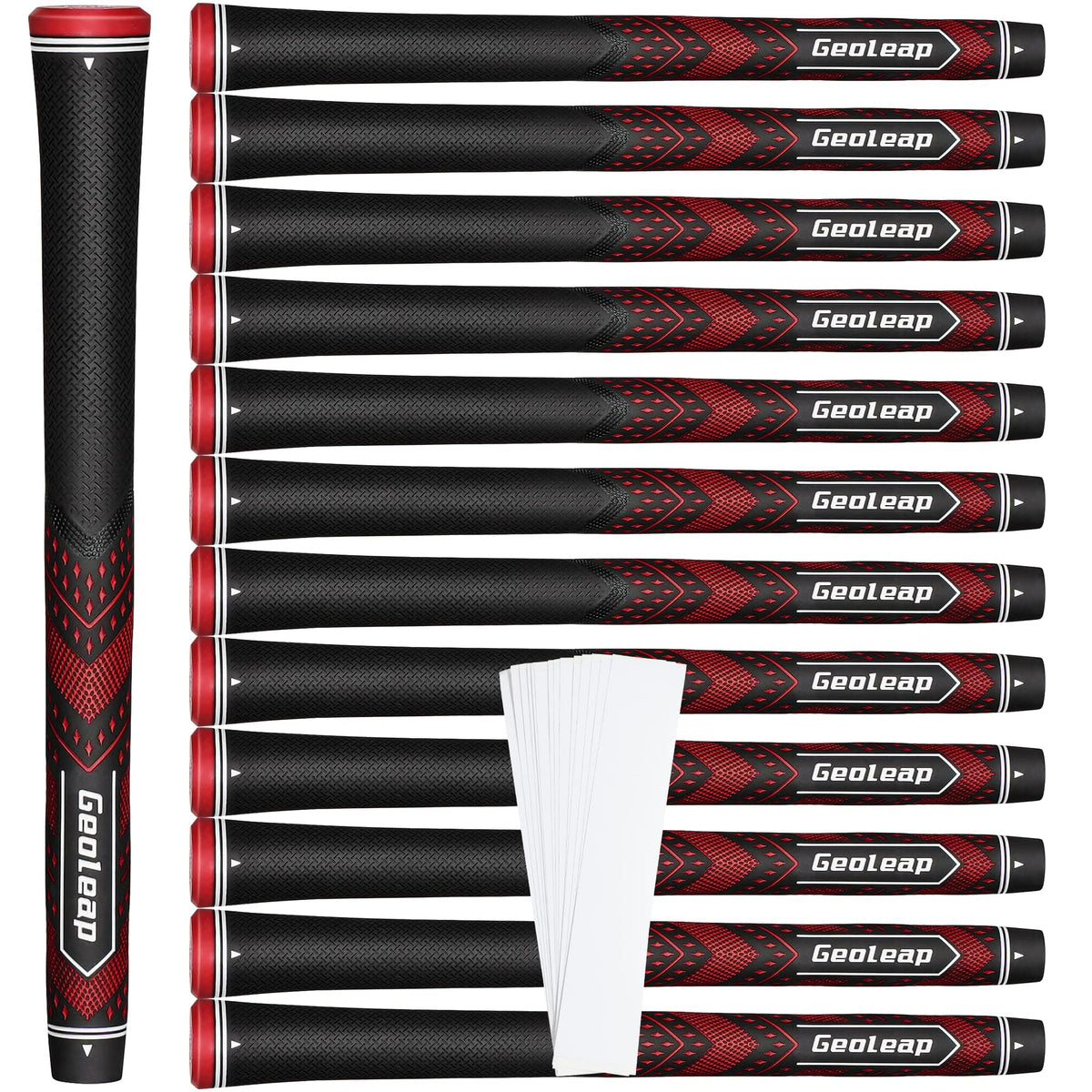 Geoleap golf grips set13 soft reduce taper front view for improved control.