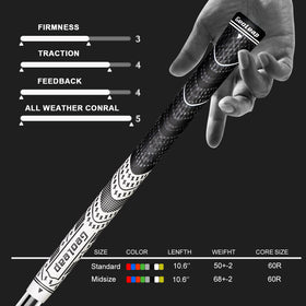 Geoleap standard/midsize grips come with precise core and weight specs.
