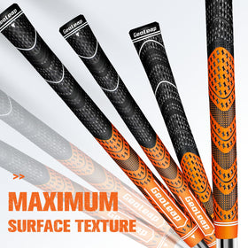 Geoleap grip shows taper design with larger lower hand for relaxed grip.