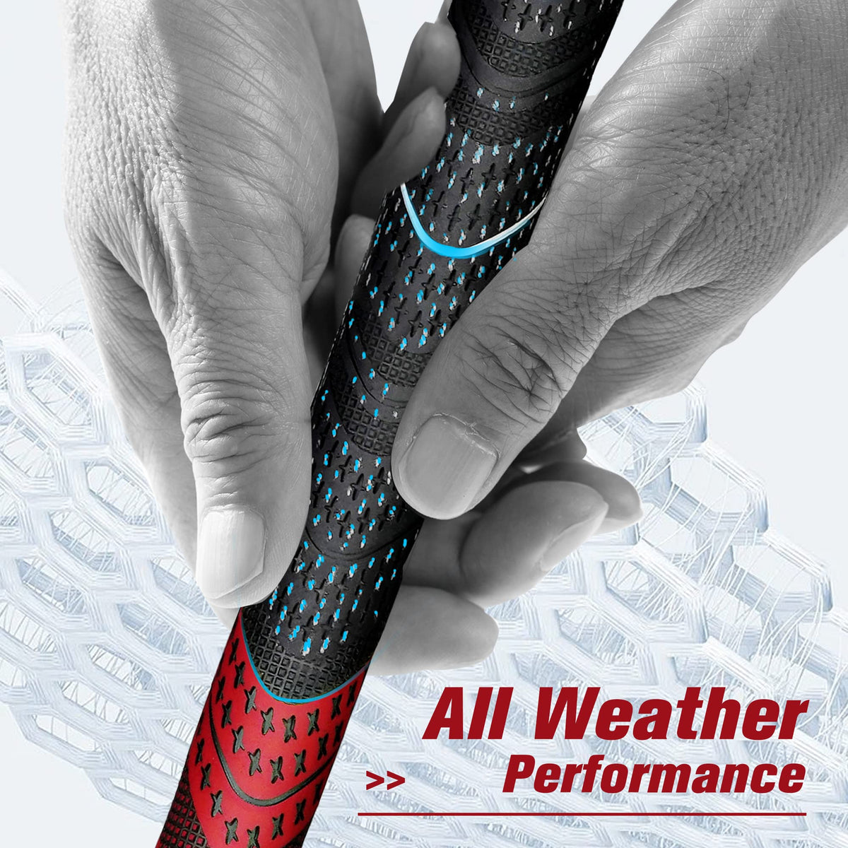 Geoleap golf grips taper design promotes leverage and reduces hand tension in red standard