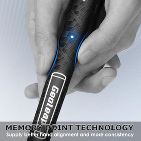 Geoleap memory point guides fingers to the ideal grip position for consistent setups.