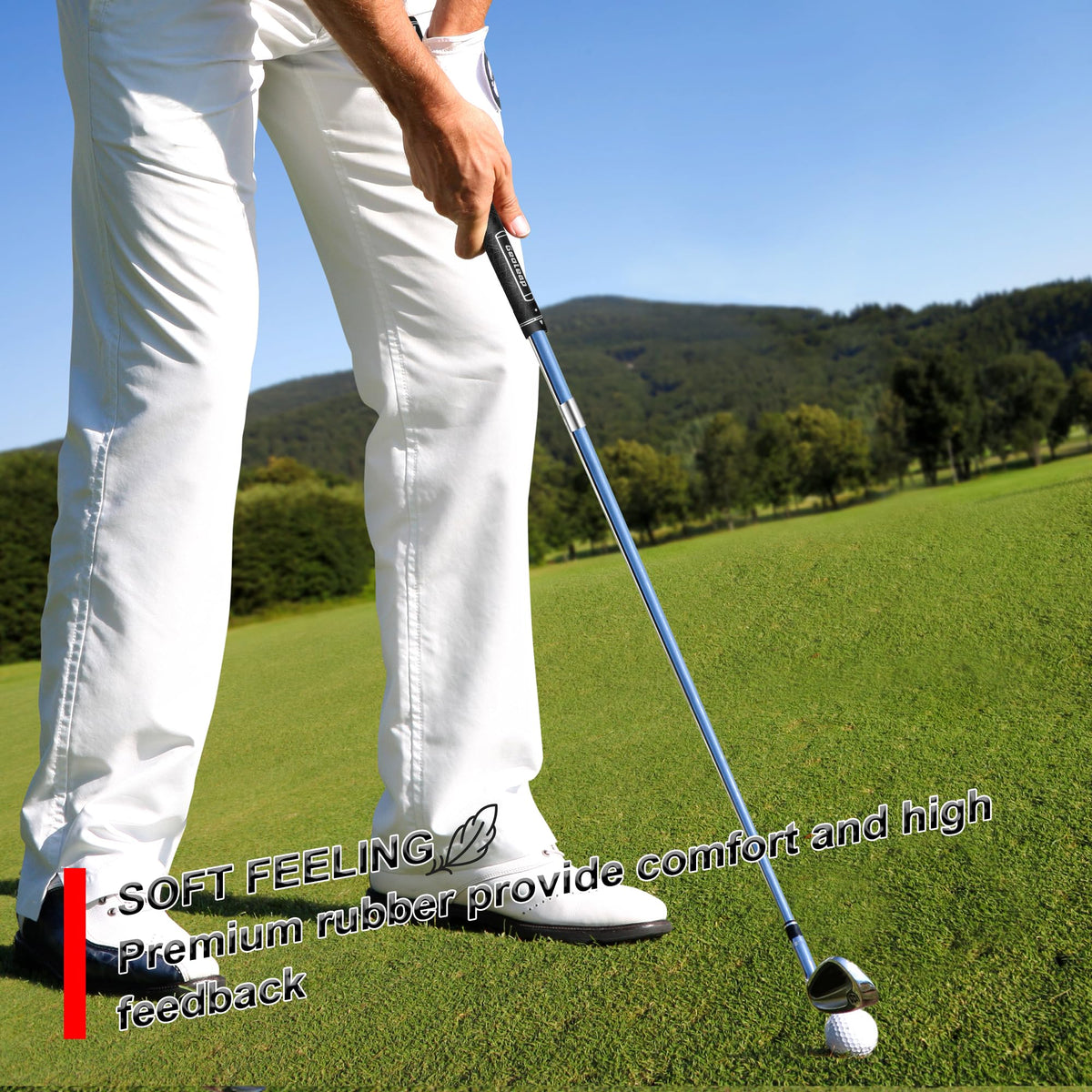 Geoleap ripple texture grip surface enhances contact and reduces slipping during swings.