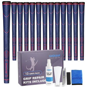 Geoleap rubber golf grips close-up texture for secure feel.
