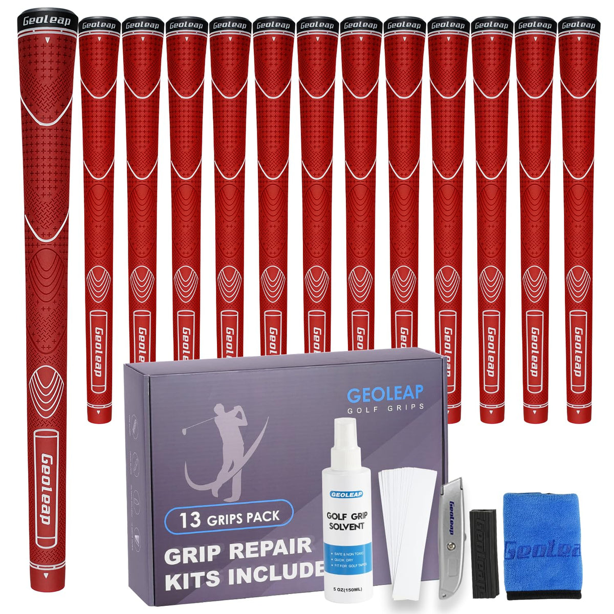 Geoleap rubber golf grips set of 13 for consistent swings