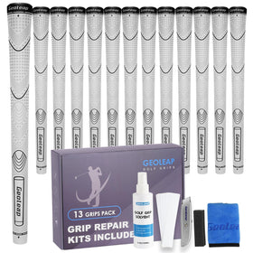 Geoleap rubber golf grips set with repair kits for quick grip replacement.