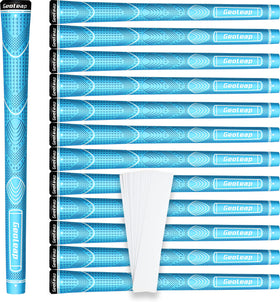 Geoleap rubber golf grips with thumb-pattern improve grip alignment for consistent swings.