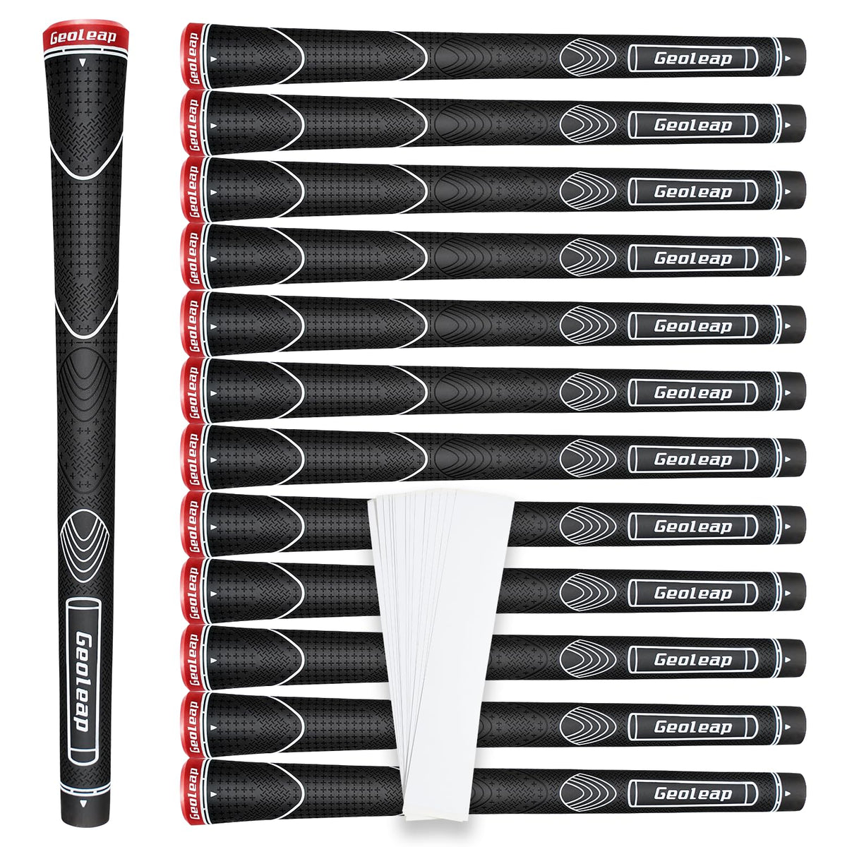 Geoleap rubber golf grips set 13 classic top view improves feel and control.